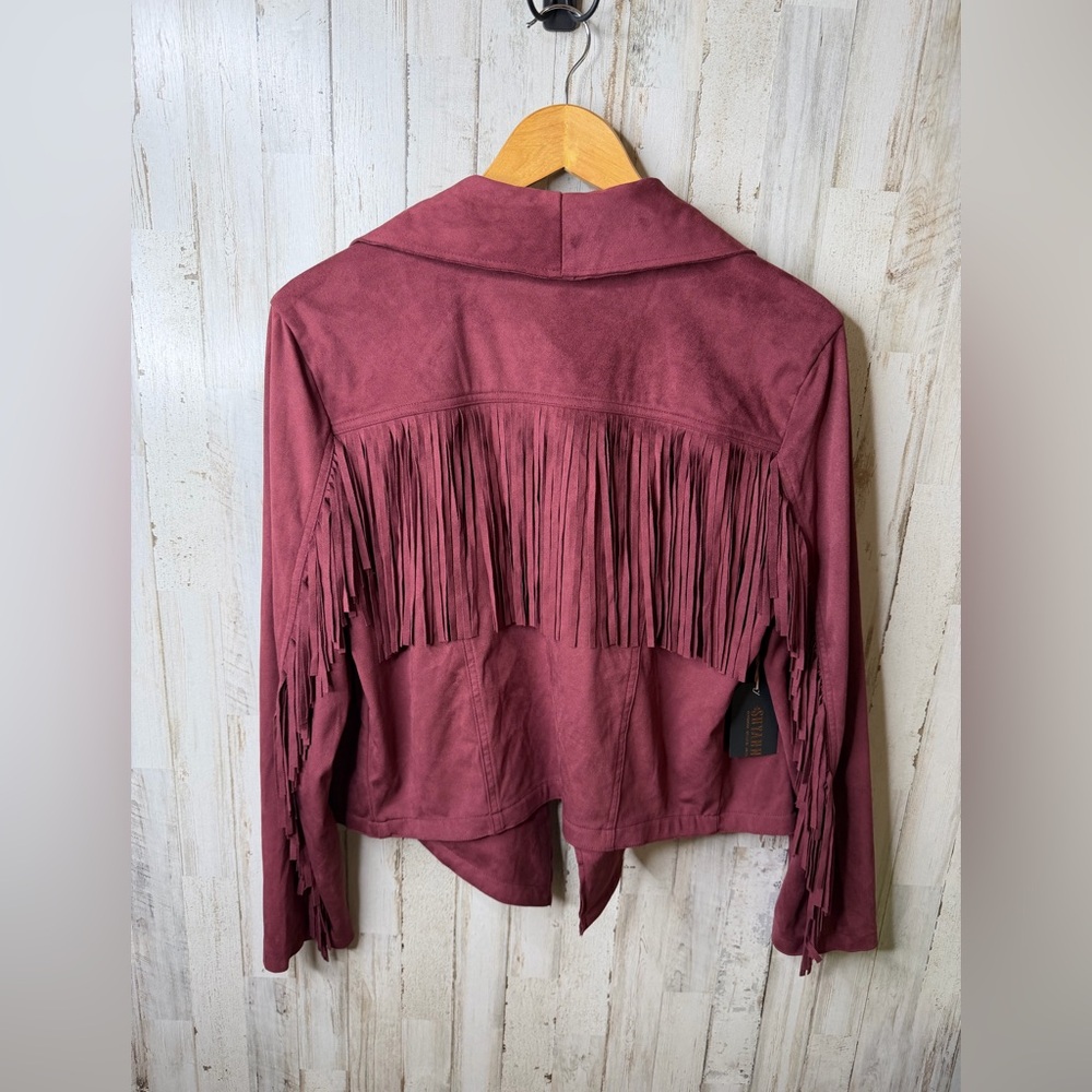 Shyanne Deep Burgundy Women's Blazer - Picture 2 of 6